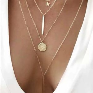 Star and Geometric Layered Necklace